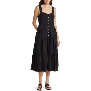 Madewell Button-Front Tiered Midi Dress